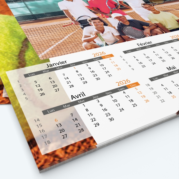 Calendrier photo Maillot de Tennis - Grille calendaire personnalisable