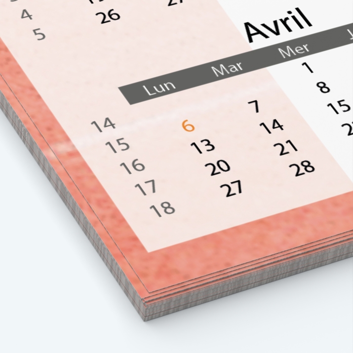 Calendrier photo Maillot de Athlétisme - Papier épais rigide 400 g/m2