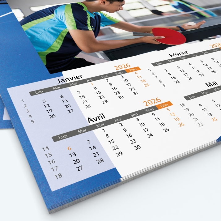 Calendrier photo Maillot de Tennis de table - Grille calendaire personnalisable