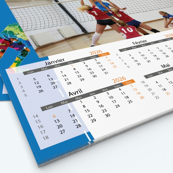 Calendrier photo Maillot de Volley - Grille calendaire personnalisable