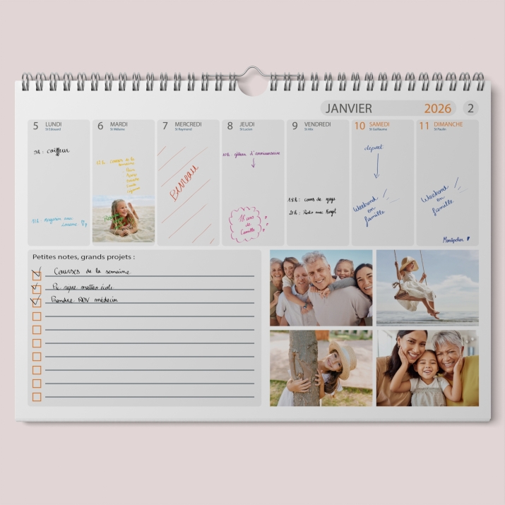 Calendrier photo mural semainier