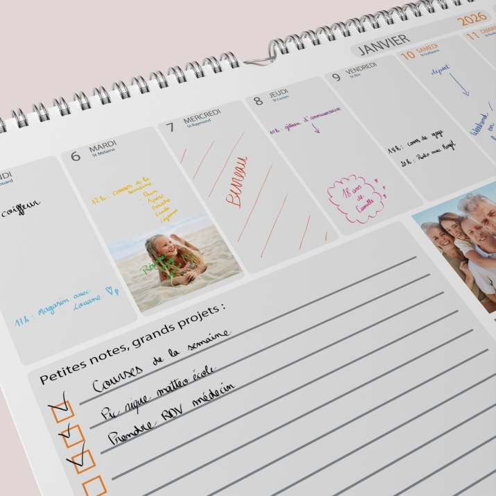Calendrier photo mural semainier