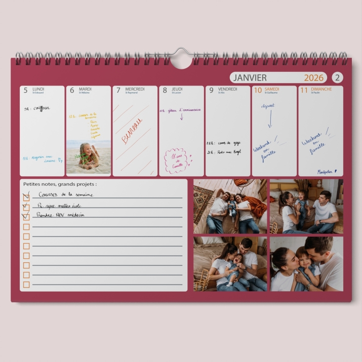Calendrier photo mural semainier