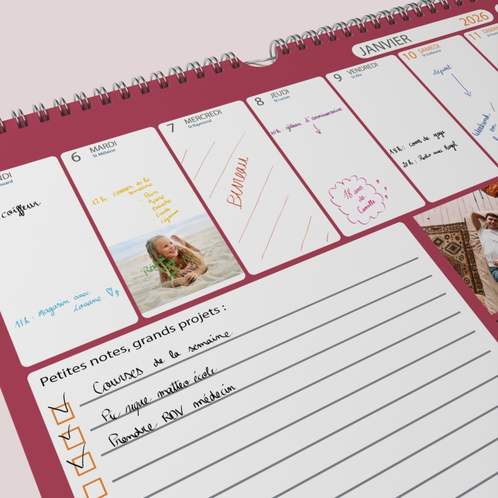 Calendrier photo mural semainier