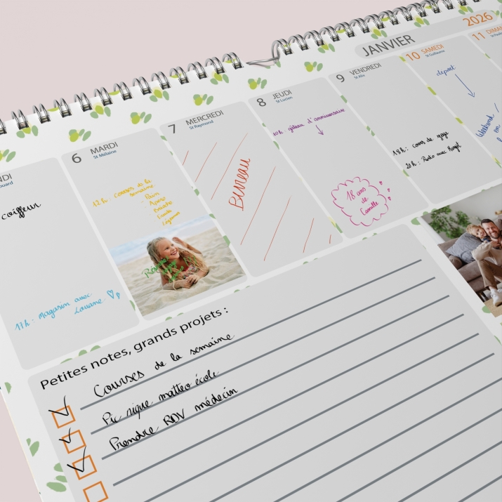 Calendrier photo mural semainier