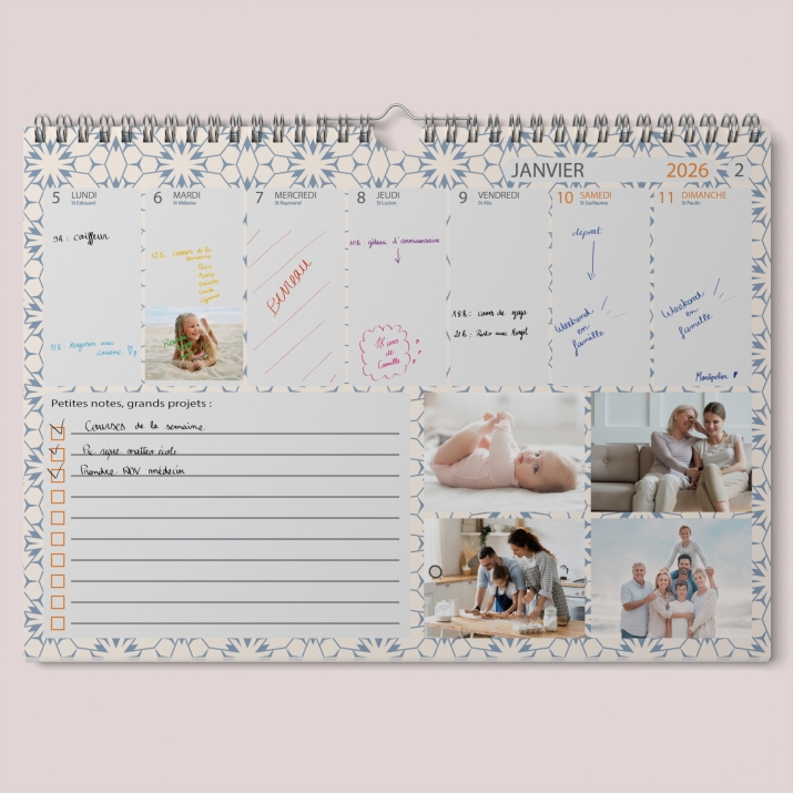 Calendrier photo mural semainier