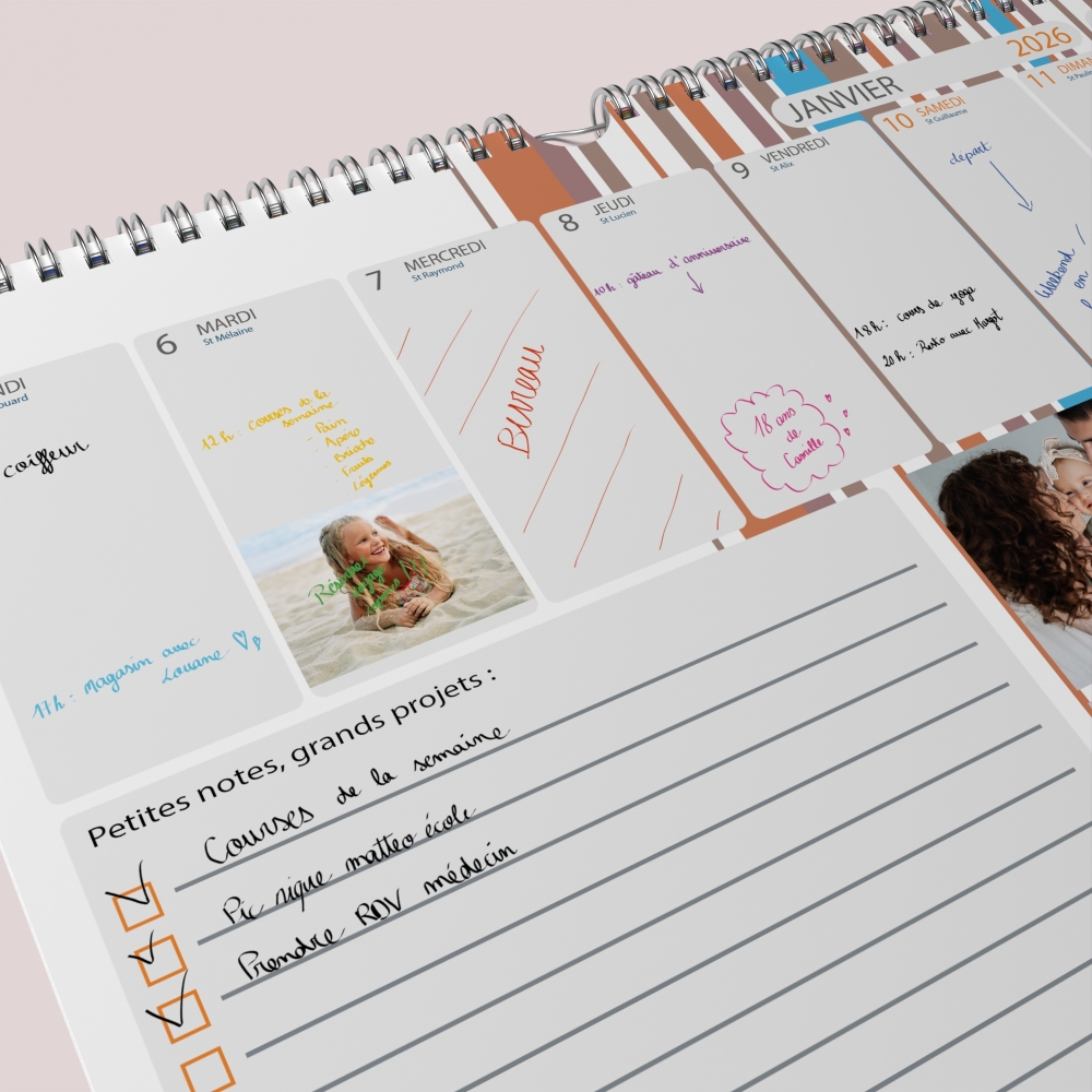 Calendrier photo mural semainier