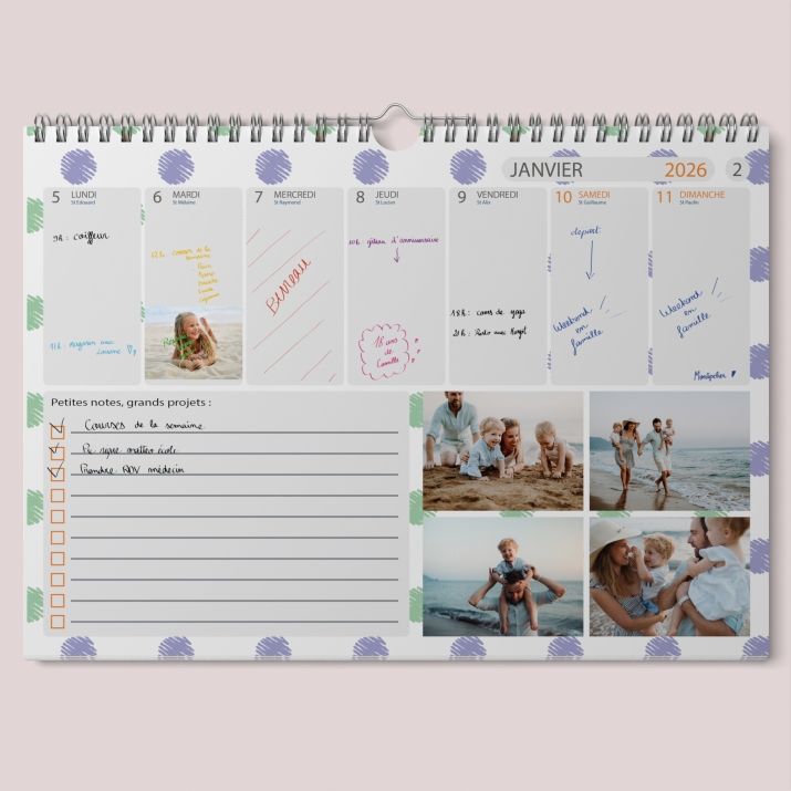 Calendrier photo mural semainier
