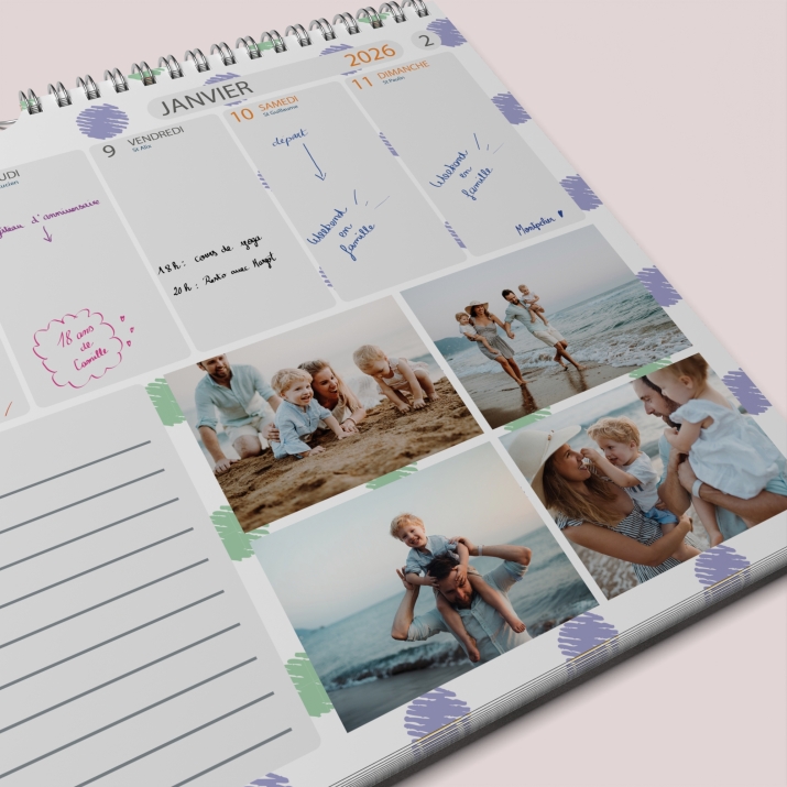 Calendrier photo mural semainier