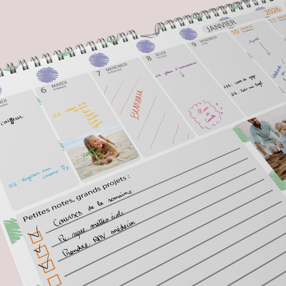 Calendrier photo mural semainier