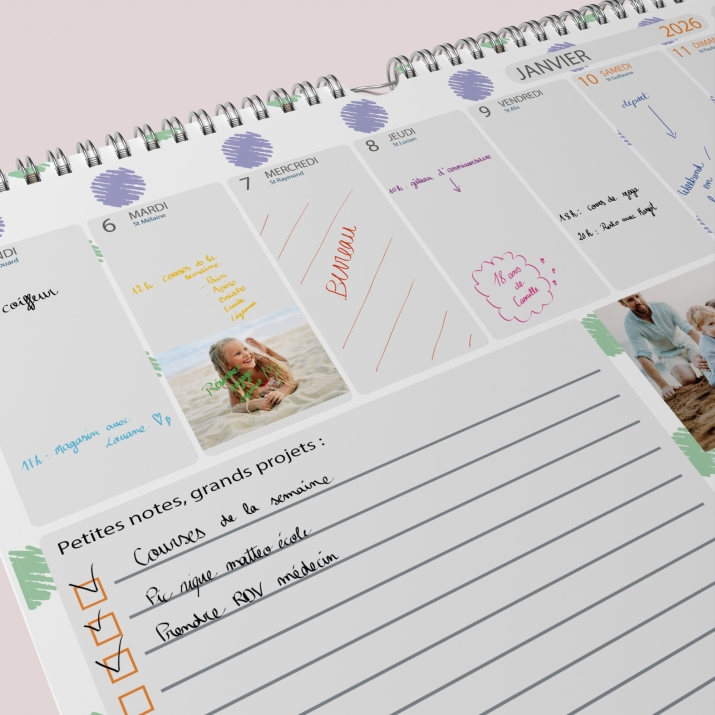 Calendrier photo mural semainier