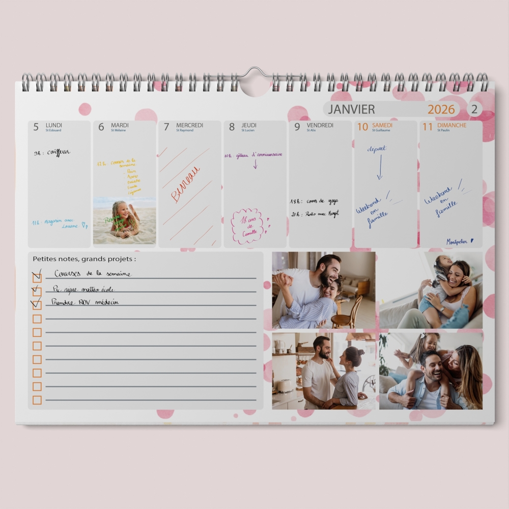 Calendrier photo mural semainier