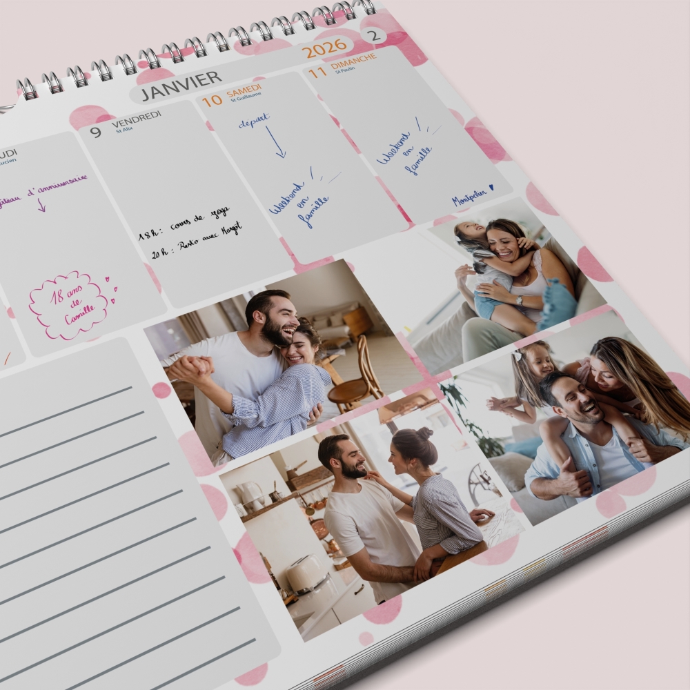 Calendrier photo mural semainier