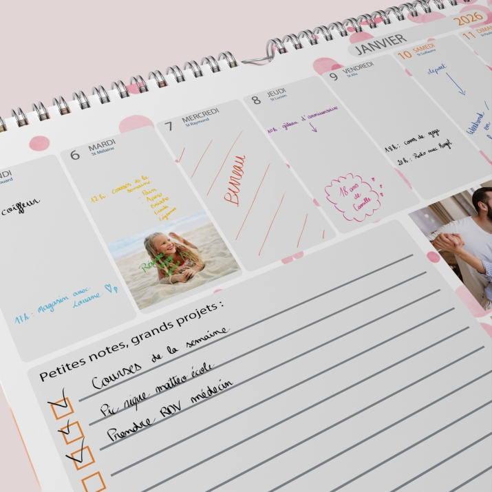 Calendrier photo mural semainier