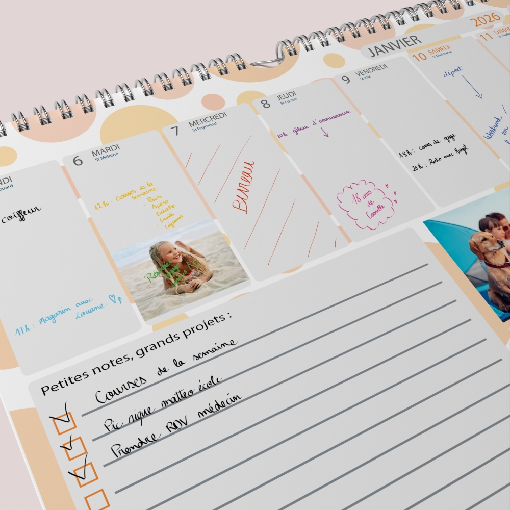Calendrier photo mural semainier