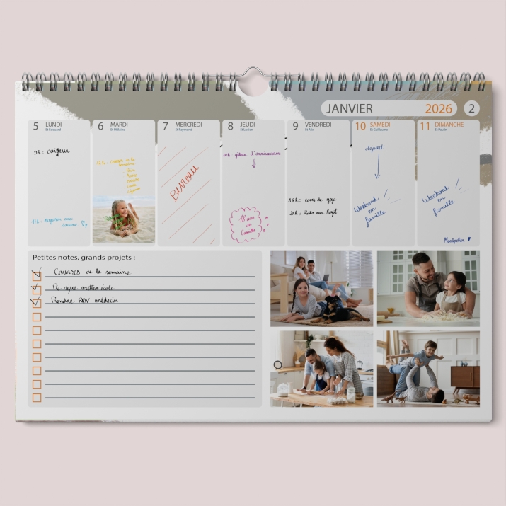 Calendrier photo mural semainier