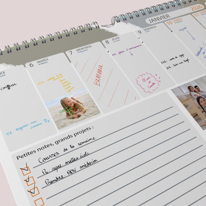 Calendrier photo mural semainier