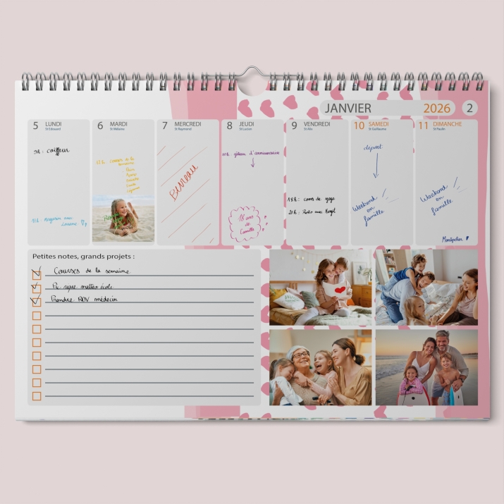 Calendrier photo mural semainier