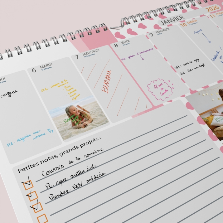 Calendrier photo mural semainier