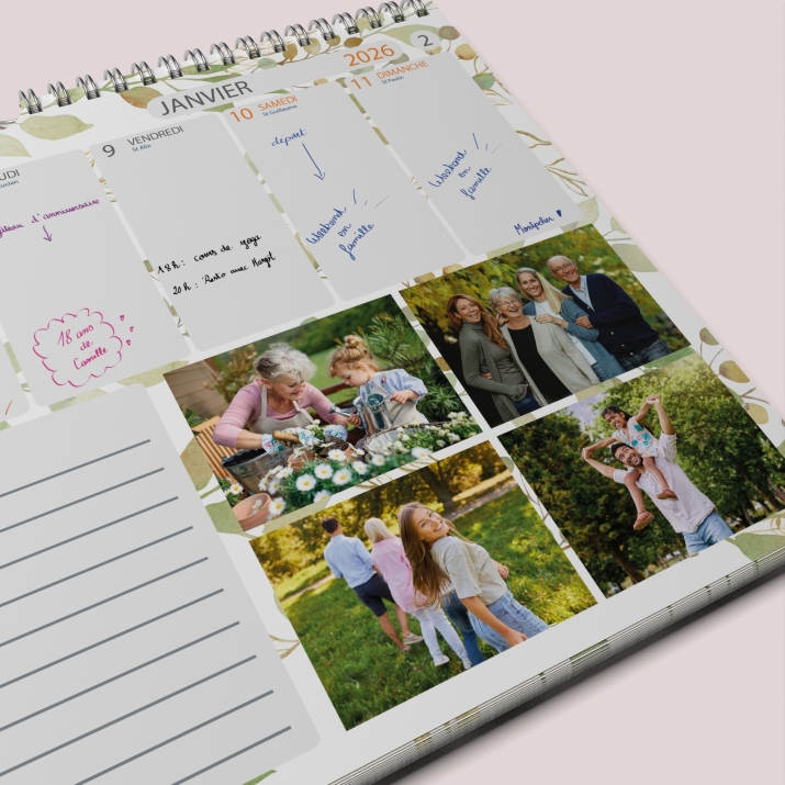 Calendrier photo mural semainier
