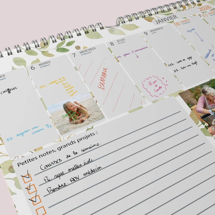Calendrier photo mural semainier