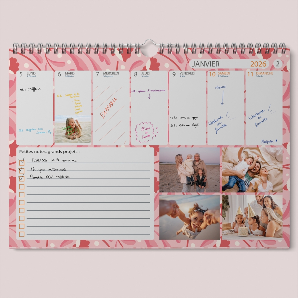 Calendrier photo mural semainier