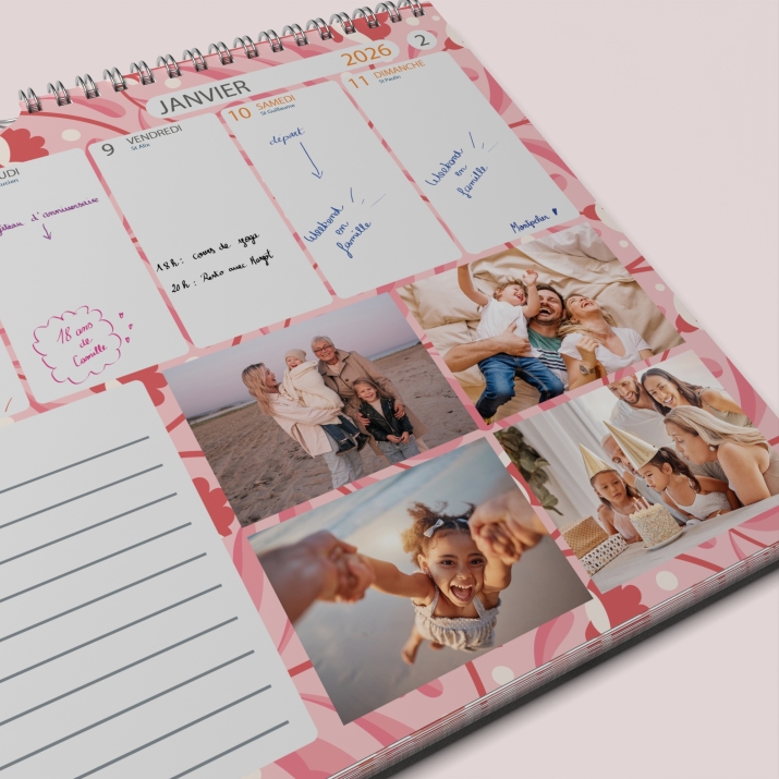 Calendrier photo mural semainier