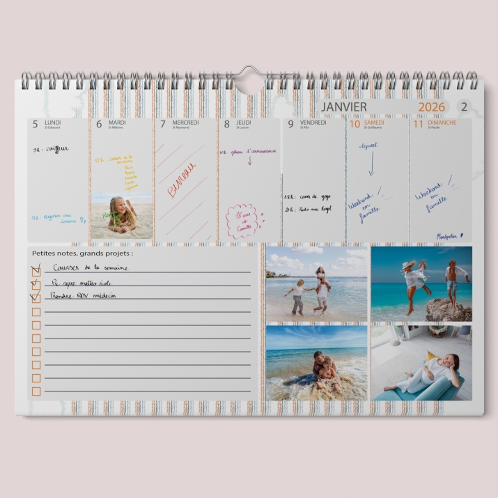 Calendrier photo mural semainier