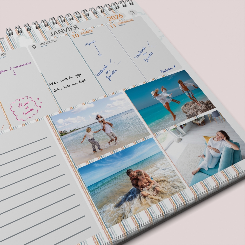 Calendrier photo mural semainier