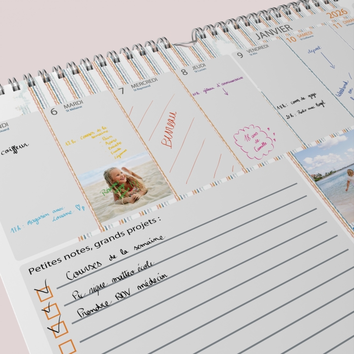 Calendrier photo mural semainier