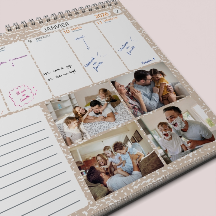 Calendrier photo mural semainier