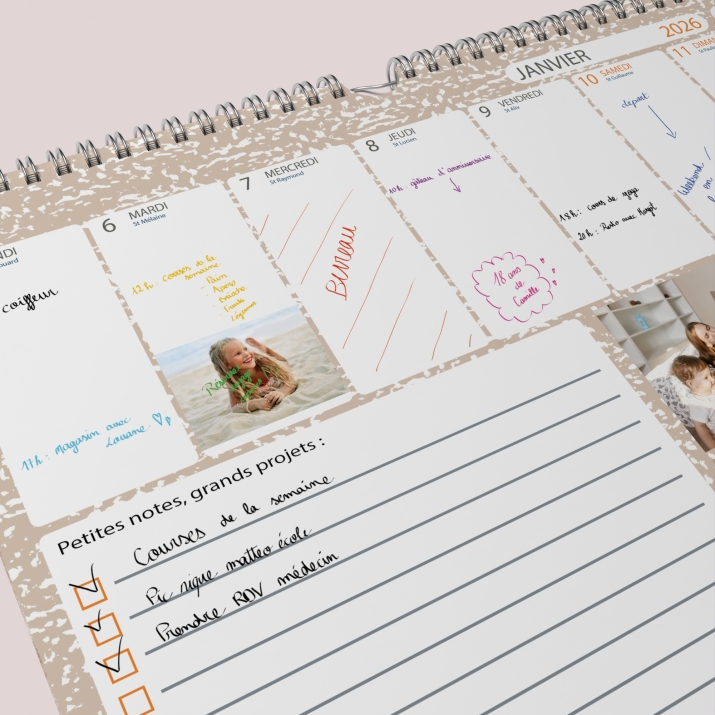 Calendrier photo mural semainier