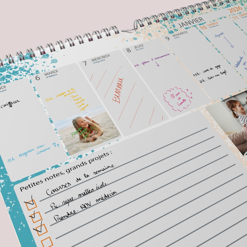 Calendrier photo mural semainier