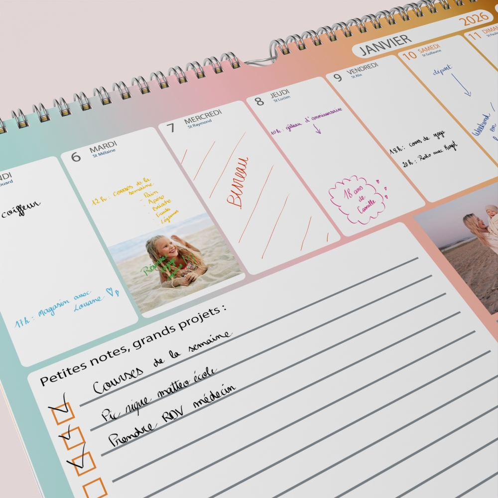 Calendrier photo mural semainier