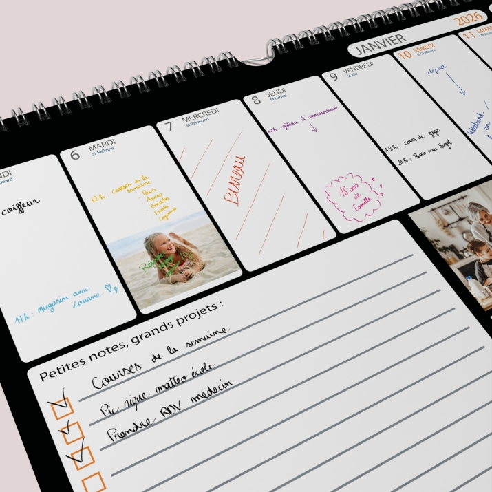 Calendrier photo mural semainier