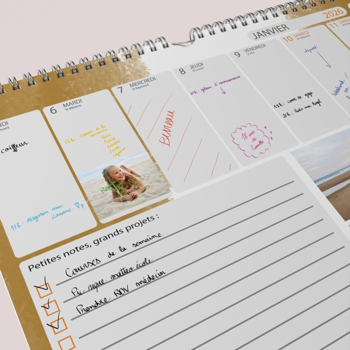 Calendrier photo mural semainier
