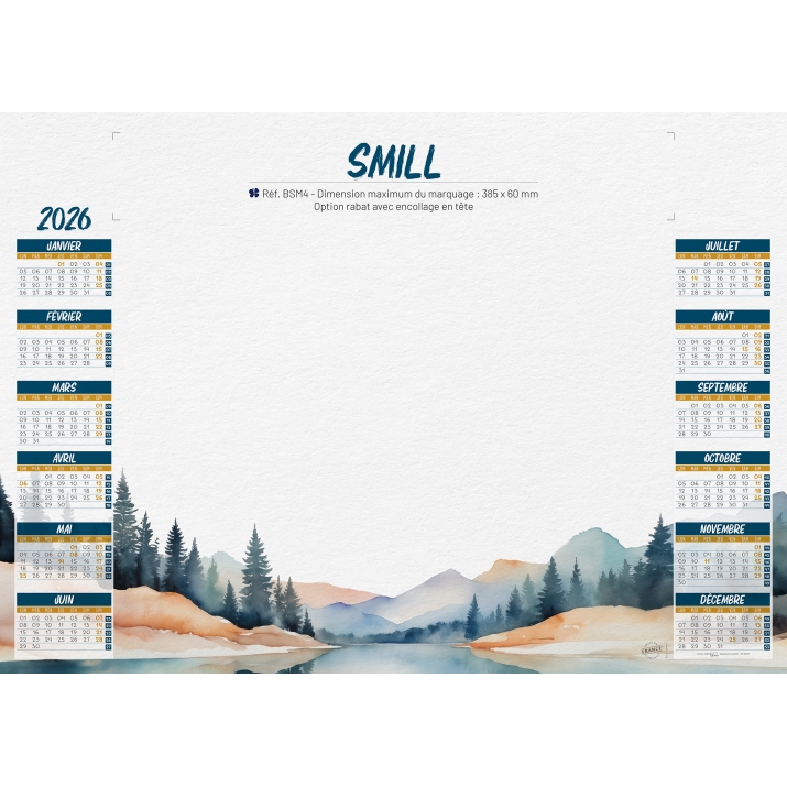 Calendrier sous main publicitaire