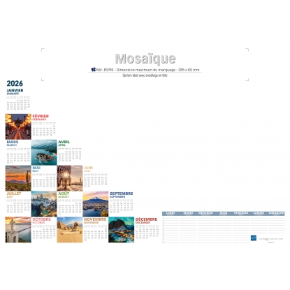 Calendrier sous main publicitaire