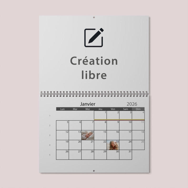 Calendrier photo mural double