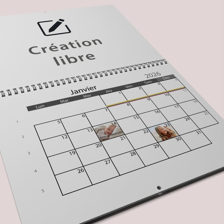 Calendrier photo mural double