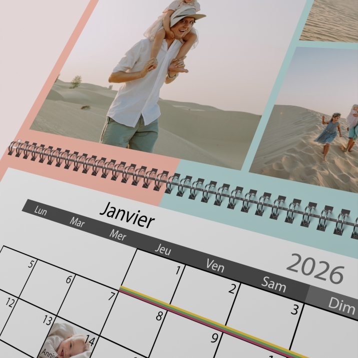 Calendrier photo mural double