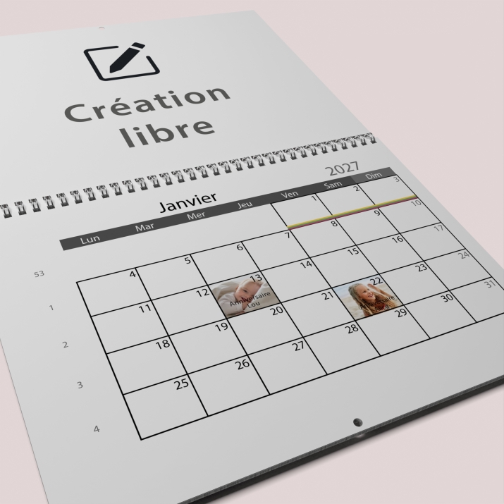 Calendrier photo mural double