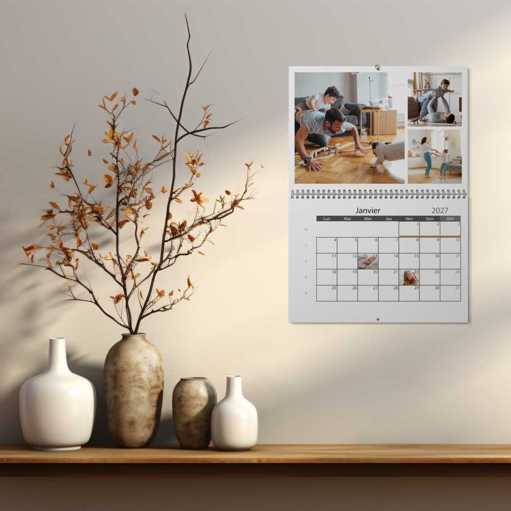 Calendrier photo mural double