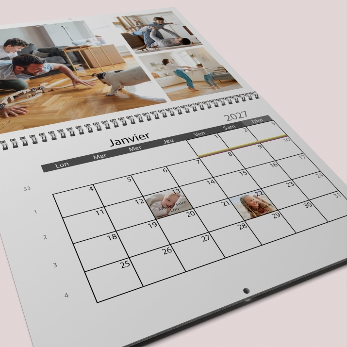 Calendrier photo mural double