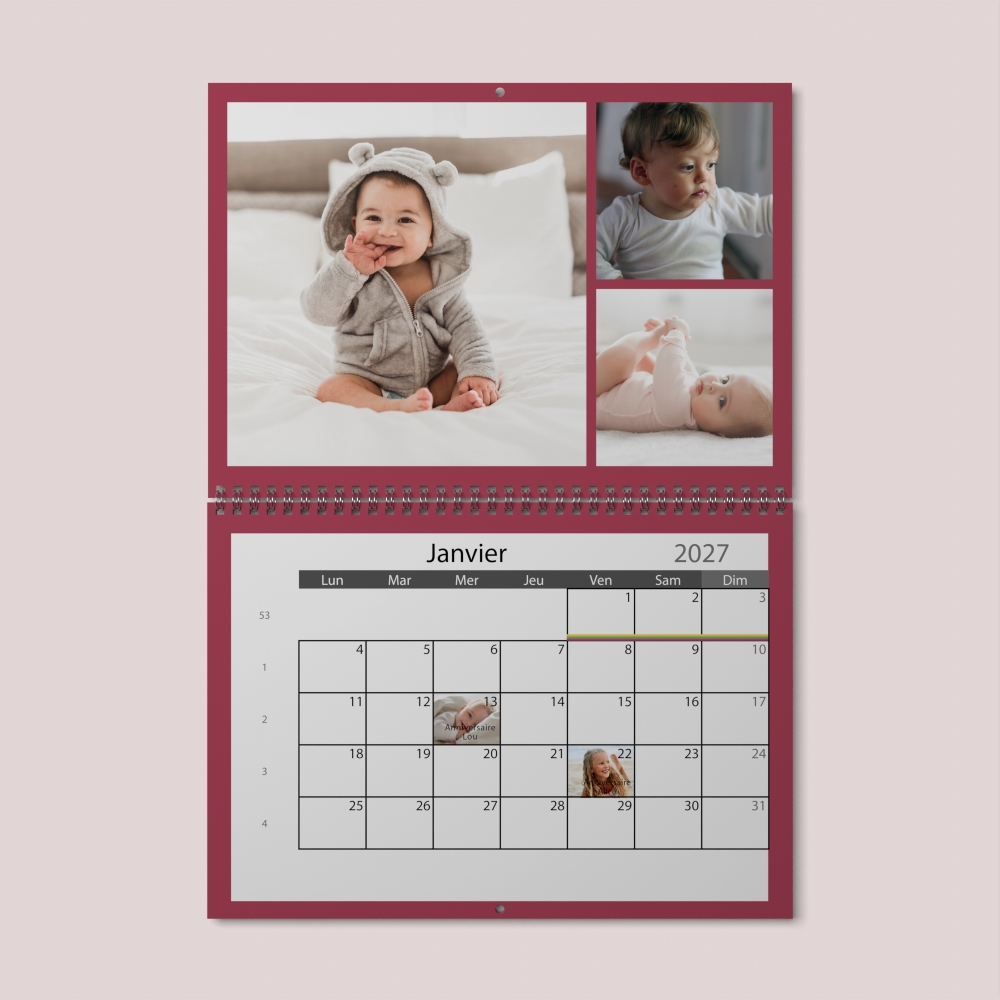 Calendrier photo mural double