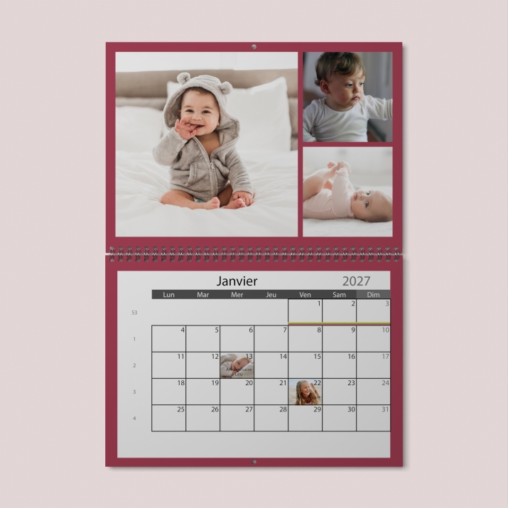 Calendrier photo mural double