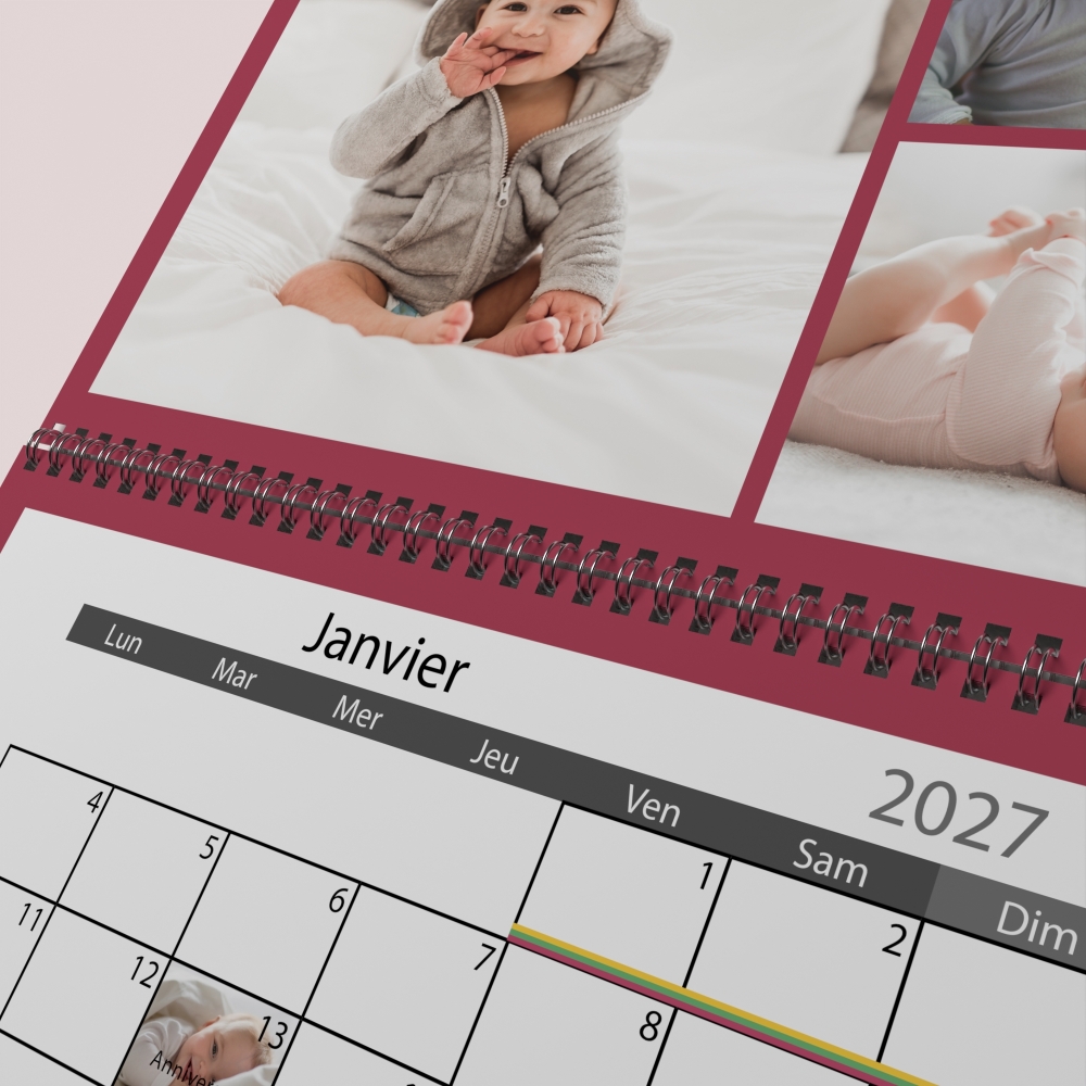 Calendrier photo mural double