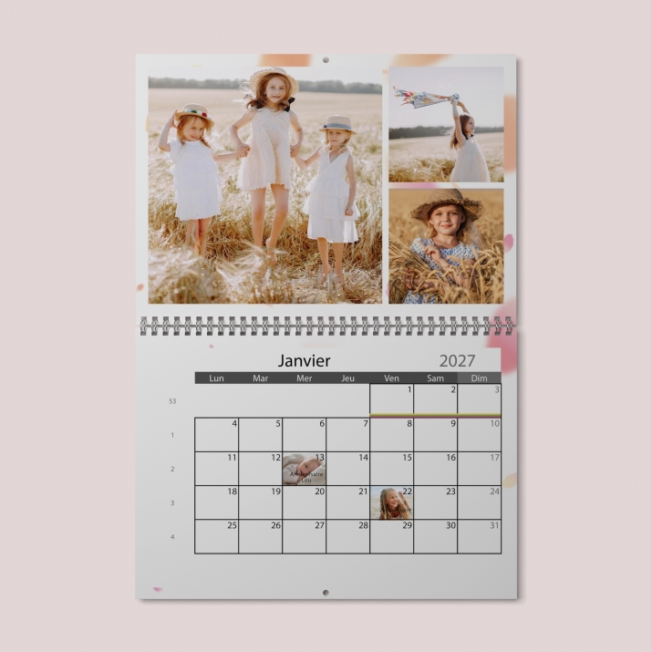 Calendrier photo mural double