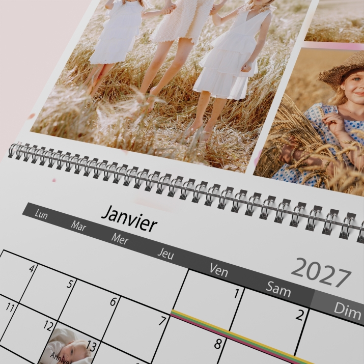 Calendrier photo mural double