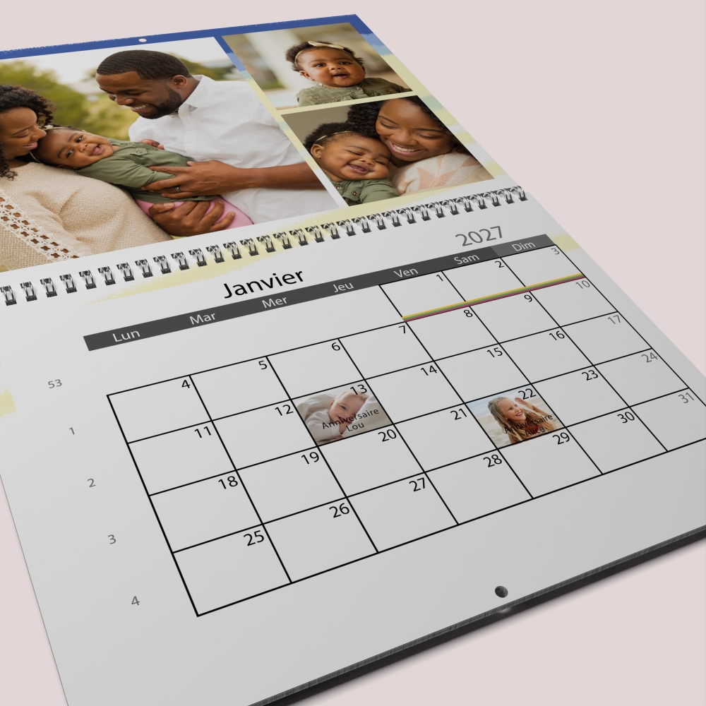Calendrier photo mural double
